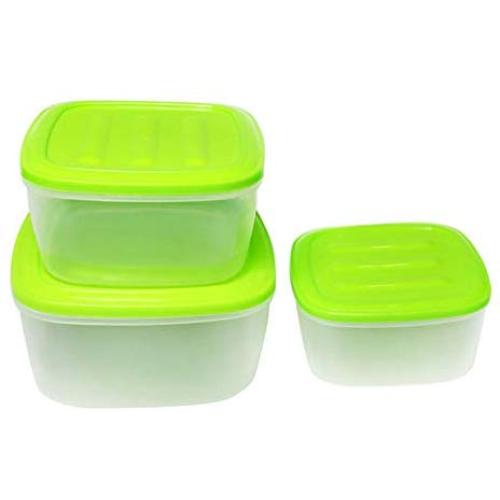 uirend Square Crisper Boxes - 3PCS Storage Jars Eco Friendly Plastic Tubs Microwave Freezer Box Ideal for Lunches and Meal Prep