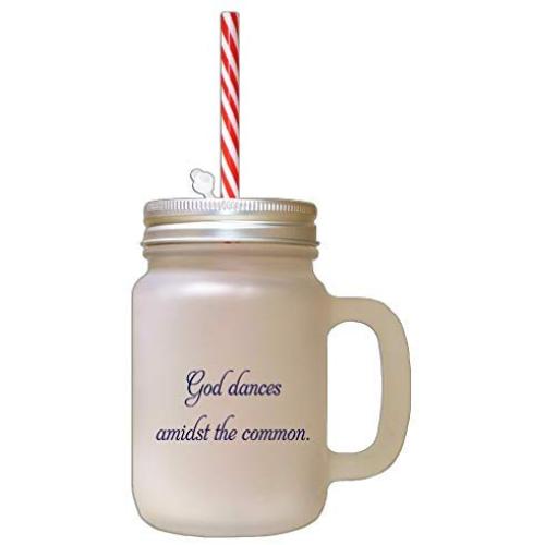 Navy God Dances Amidst The Common Frosted Glass Mason Jar With Straw