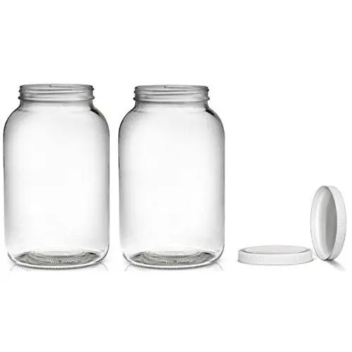 2 Pack ~ Wide Mouth 1 Gallon Clear Glass Jar - White Lid with Liner Seal for Fermenting Kombucha/Kefir, Storing and Canning/USDA Approved, Dishwasher Safe 2 Pack ~ Wide Mouth 1 Gallon Clear Glass Jar - White Lid with Liner Seal for Fermenting Kombucha/Kefir, Storing and Canning/USDA Approved, Dishwasher Safe