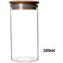 2Pcs 350ML Clear Glass Bamboo Wooden Lid Sealed Tank Refillable Sealed Jar Multifunctional Receiving Tank for Dry Fruit Preservation Box Dispenser Container Empty Bottle Food Storage for Home Kitchen