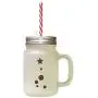 Brown Christmas Tree #5 Frosted Glass Mason Jar With Straw Brown Christmas Tree #5 Frosted Glass Mason Jar With Straw