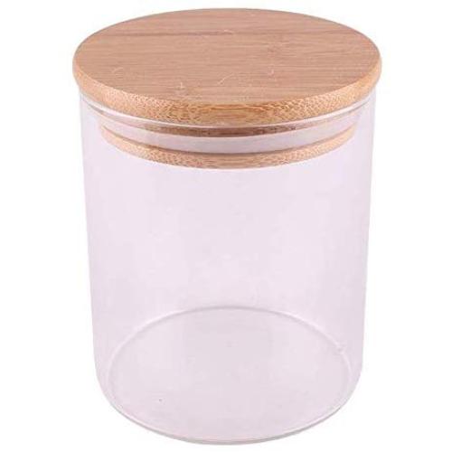 HIZLJJ 3 Piece Glass Airtight Jars Storage Canister Container Set with Bamboo Lid for Kitchen, Bathroom