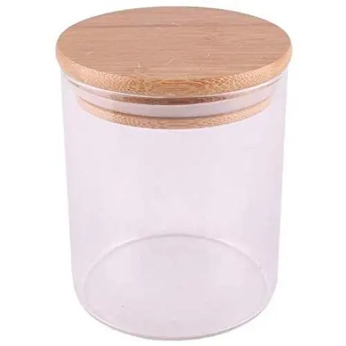 HIZLJJ 3 Piece Glass Airtight Jars Storage Canister Container Set with Bamboo Lid for Kitchen, Bathroom HIZLJJ 3 Piece Glass Airtight Jars Storage Canister Container Set with Bamboo Lid for Kitchen, Bathroom