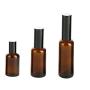 2Pack Amber Glass Pump Press Jar Pot Bottles Dispenser Container For Makeup Foundations Cosmetic Travel Lotion Serums Face Cream (15ml /0.5oz)