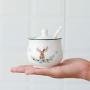 Ceramics Elk Print Sugar Salt Storage Jar Seasoning Pot with Lid and Spoon