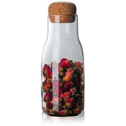 1Pcs 200ml 6.7 oz Clear High Borosilicate Glass Food Storage Bottle with Cork Stopper Heatable Empty Jars Container Sealed Dispenser for Nuts Cereal Bean Scented Tea