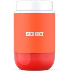 Zoku Neat Stack Food Jar, 16 Ounce Wide Mouth Stainless Steel Canister, Double-Walled, Vacuum Insulated Travel Thermos, Orange