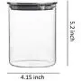 Ensemble de 4 bocaux en verre transparent avec couvercles en acier inoxydable hermétiques.