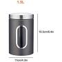 Food Storage Containers Stainless Steel Kitchen Airtight Canister Jars with Lids and Clear Windows,Pantry Organization and Storage for Tea Snacks Sugar,Black 53oz