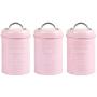 LEGOU Set of 3 Airtight Tea Sugar and Coffee Storage Canister Jars with Airtight Lid - Suitable As Food Containers,Pink