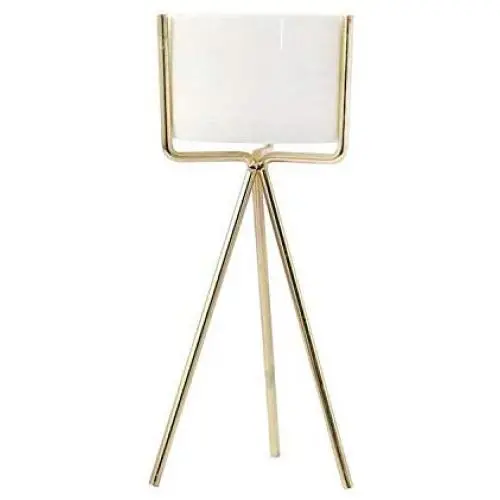 Weißer Keramik Blumentopf mit Metallrahmen, nordisches Wohnen, schlichte Dekoration, Tischvase, schicker Kosmetikbürstenbehälter, Chic-Kerzenhalter.