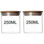 2PCS Glasbehälter 250ml / 8.5oz mit Bambusdeckel, luftdicht – Ideal für Kaffee, Tee, Zucker, Kekse, Trockenfrüchte, Nüsse, Süßigkeiten.