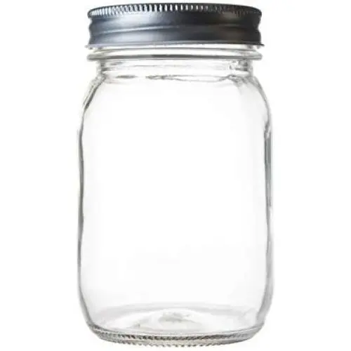 Glasbehälter, 16 oz, Regularverschluss, Set von 6 mit Stahlverschlüssen