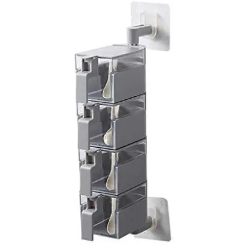 Naughtyhood Seasoning Storage Boxes Spice Jar Kitchen Wall Hanging Rotating Condiment Box for Kitchen. (4Grid Gray)
