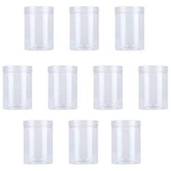 UPKOCH 10 pcs Food Storage Jar 500ml Transparent Plastic Bottles Sealed Can with Lid for Candy Cookies Snacks Scented Tea Kitchen Containers