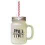 Black GrannyS Kitchen Frosted Glass Mason Jar With Straw