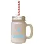 Light Blue Ay Caramba! Frosted Glass Mason Jar With Straw