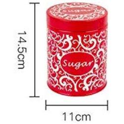 Kitchen Sealed Storage Tank Tea Cans Coffee Pot Sugar Bowl Container Metal Jars Seal Spice Organizer Storage,Red small