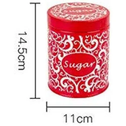 Kitchen Sealed Storage Tank Tea Cans Coffee Pot Sugar Bowl Container Metal Jars Seal Spice Organizer Storage,Red small