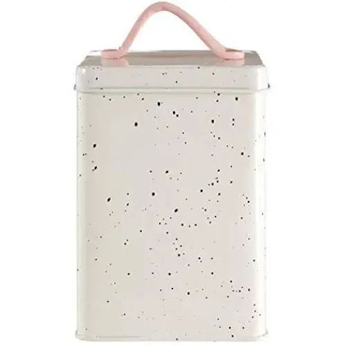 Premier Housewares Storage Canister, Galvanised Metal with Powder Coating, Split Leather Silver