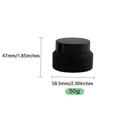 Empty Slanted Shoulder Glass Cream Boxes,Refillable Durable Cosmetic Container With Black Cap&Inner Cover Glass Cosmetic Lotion Jar,4pcs (50g)