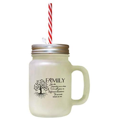 Black Family Like Branches On Tree Grow Different #1 Frosted Glass Mason Jar With Straw