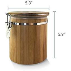 JapanBargain 4093, Airtight Bamboo Canister Kitchen Organizer Food Storage Container with Lid for Coffee Tea Sugar Candy Cereal 5.3X5.9 inch, Medium