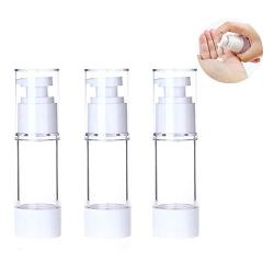 3Pcs 30ml/1oz Transparent Plastic Emulsion Bottles Refillable Vacuum Bottle with White Airless Pump Cosmetic Container Vials for Lotion Essence Emulsion Cream Essential Oil