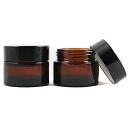 2PCS 100ML Amber Glass Empty Refillable Sample Bottle Cosmetic Face Cream Jar Pot Bottle Container Holder Case with Black Screw Cap Lid and Liners (100ml)