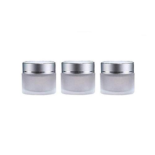 3PCS 30ml/1oz Refillable Frosted Clear Glass Jars With Silver Screw Lid And Inner Liner Empty Face Cream Container Holder Portable Makeup Sample Cream Lip Balm Lotion Storage Bottle