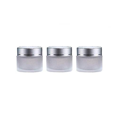 3PCS 10ml/0.34oz Refillable Frosted Clear Glass Jars With Silver Screw Lid And Inner Liner Empty Face Cream Container Holder Portable Makeup Sample Cream Lip Balm Lotion Storage Bottle