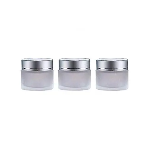 3 bocaux en verre transparent opalescent de 30ml/1oz avec couvercle argenté et revêtement intérieur - récipient vide pour crème, baume à lèvres, lotion - étui de transport portable. 3 bocaux en verre transparent opalescent de 30ml/1oz avec couvercle argenté et revêtement intérieur - récipient vide pour crème, baume à lèvres, lotion - étui de transport portable.