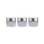3 bocaux en verre transparent opalescent de 30ml/1oz avec couvercle argenté et revêtement intérieur - récipient vide pour crème, baume à lèvres, lotion - étui de transport portable. 3 bocaux en verre transparent opalescent de 30ml/1oz avec couvercle argenté et revêtement intérieur - récipient vide pour crème, baume à lèvres, lotion - étui de transport portable.