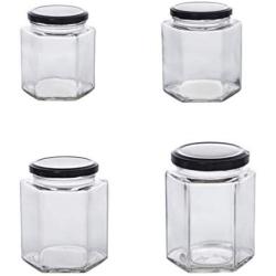 UPKOCH 4 Pcs Glass Storage Jar Set Portable Glass Food Candy Jars with Lid for Food Nuts Coffee Beans Tea Leave Other