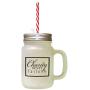 Black Charity Never Failed Frosted Glass Mason Jar With Straw