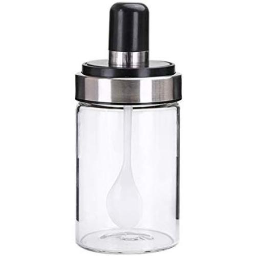 Seasoning tank With spoon, Chaukin Kitchen Supplies Glass Seasoning Bottle Salt Storage Box Spice Jar