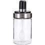 Gleders Kitchen Supplies Glass Cruet Salt Storage Box Seasoning Jar with Spoon, Seasoning Tank with Glass Material