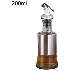 Yamalans 200/350/500ml Oil Vinegar Cruet,Kitchen Stainless Steel Bottle Oil Sauce Honey Jar Storage Bottle Pourer Spout Silver 200ml