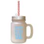 Light Blue Happiness Starts W/A Wet Nose And Tail Frosted Glass Mason Jar With Straw