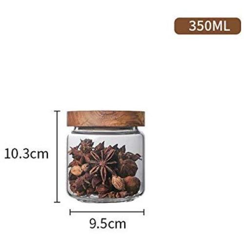 350/650/950ml/1250ml/1550ml Bamboo Lid Glass Airtight Canister Storage Bottles Jars Grains Tea Leaf Coffee Beans Candy Food Jar,400ml