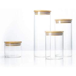 Ekirlin Airtight Food Jar,Glass Food Jar 4PCS Kitchen Canisters for Candy, Cookie,Rice and Spice Airtight Food Jar for Home Glass Storage Tank for Pasta,Pantry Canister for Coffee Bean