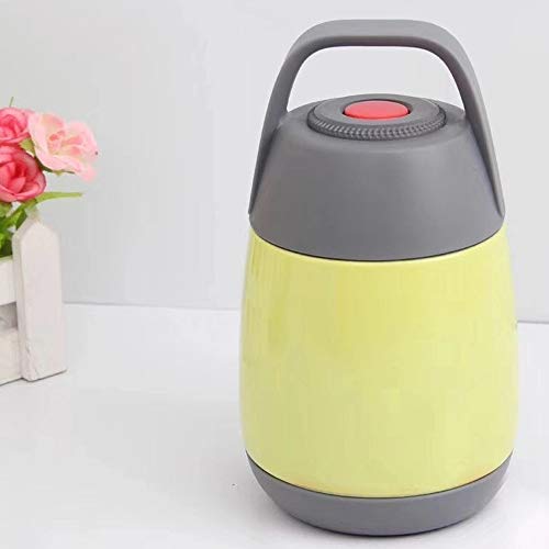 Vacuum Insulated Food Flask, Wide Mouth Soup Thermos Travel Thermos Hot Food Flask Lunch Vacuum Storage Warm Soup Heat Kitchen Thermos Leak Proof Design Lunch Box for School Office Outdoors [Yellow]