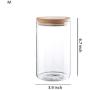 Clear Glass Storage Jar 60/47/34/24oz With Beech Wood Lid Set of 4 Glass Canister With Airtight Lid Food Storage Jar