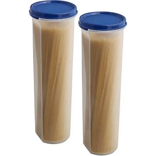 Conteneur de Rangement à Spaghetti Transparent, 2 Pièces - Organiseur de Cuisine Multi-Usage et de Stockage Alimentaire pour Nouilles, Haricots, Céréales - Hermétique, Étanchéifié, BPA Free, 1 Litre (37 oz)