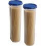 Tall Clear Spaghetti Pasta Container Storage With Lid-2 Pk.Multi-Purpose Kitchen Pantry Organization And Food Storage For Noodles Beans Straws - Airtight Leakproof Spaghetti Keeper BPA Free 37 oz.