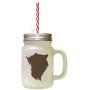 Brown Domestic Longhair Cat Head Silhouette #1 Frosted Glass Mason Jar With Straw
