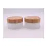 1Pcs Round Frosted Glass Cream Jar Glass Bottle with Inner Liners and Environmental Bamboo Lids Empty Makeup Container Dispenser Pots for Cream Lotion DIY Beauty Items Travel Size 100g/100ml