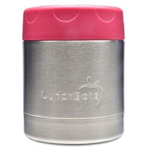 LunchBots Thermal 8 oz Triple Insulated Food Container - Hot 6 Hours or Cold 12 Hours - Leak Proof Thermos Soup Jar - All Stainless Interior - Pink
