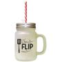 Black DonT Flip Out Frosted Glass Mason Jar With Straw
