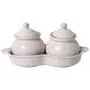 Unravel India stoneware matte finish jar storage organizer for pickle,masala with tray(Set of 2)